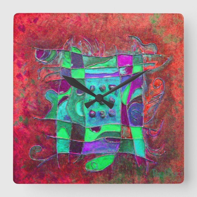 Relógio Quadrado "Poppy Open", por Paul Buică (Frente)