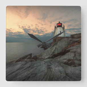 Relógio Quadrado Por do sol no farol do monte do castelo