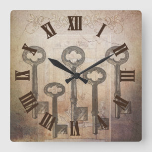 Relógio Quadrado Porta chave do vintage