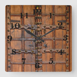 Relógio Quadrado Porta de madeira indiana