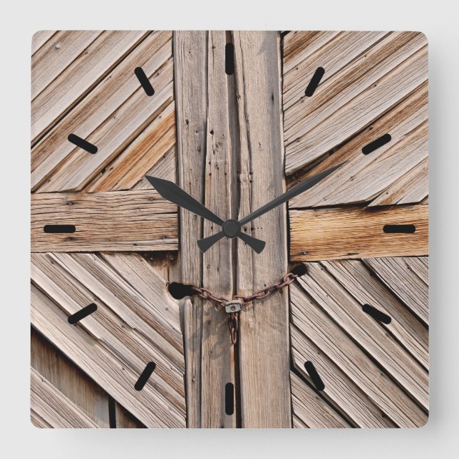 Relógio Quadrado Portas Rustic Wooden (Frente)