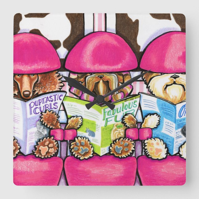 Relógio Quadrado Posh Pup Salon (Frente)