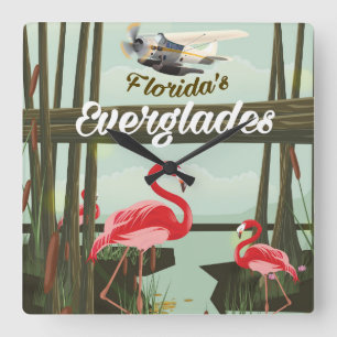 Relógio Quadrado Poster de viagens de desenho animado em Florida Ev