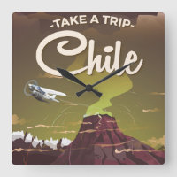 Poster de viagens vintage de vulcão do Chile