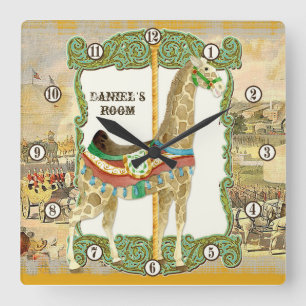 Relógio Quadrado Poster do circo do vintage, pulso de disparo da