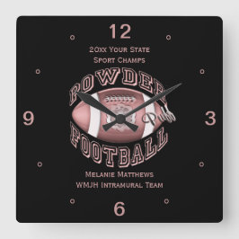 Relógio Quadrado Powderpuff Futebol Name e School Square Clock