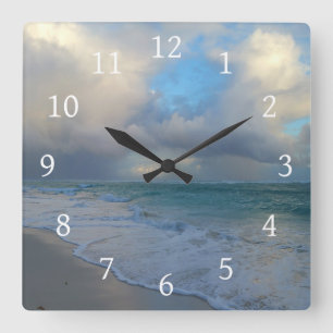 Relógio Quadrado Praia do oceano da foto 21