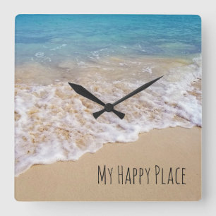 Relógio Quadrado Praia do oceano de turquesa com surf