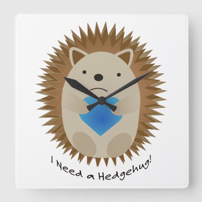 Relógio Quadrado Preciso de um Hedgehog Hedgehug (Frente)