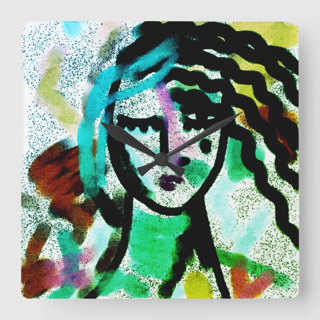 Relógio Quadrado Preciso de uma Abstrato de arte original de Vaca (Frente)