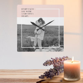 Relógio Quadrado Presente Adorável da Família Rosa Pastel Foto Mode