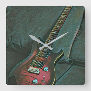 Relógio Quadrado presente de amantes de guitarra de músico
