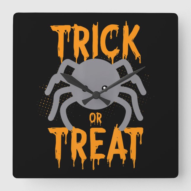 Relógio Quadrado Presente de aranha | Aranha - Truque Ou Tratar - H (Frente)
