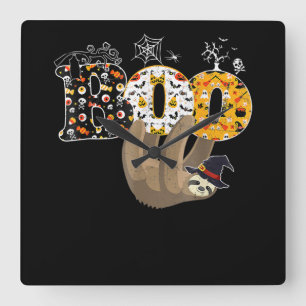 Relógio Quadrado Presente de aranha   Boo Halloween Com Chapéu De B