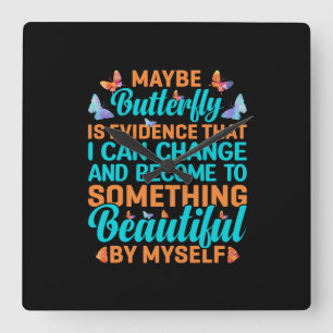 Relógio Quadrado Presente de borboleta   Talvez Borboleta