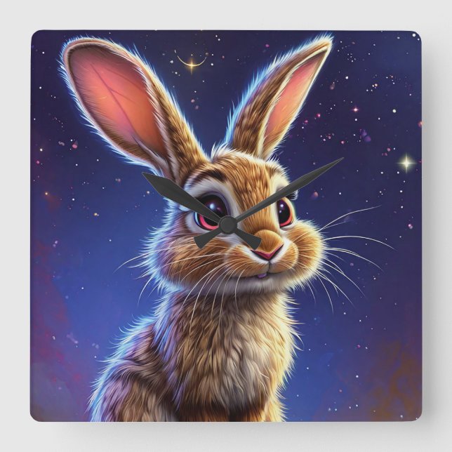 Relógio Quadrado 🐰 Presente de Decoração de Quarto de Berçário de  (Frente)