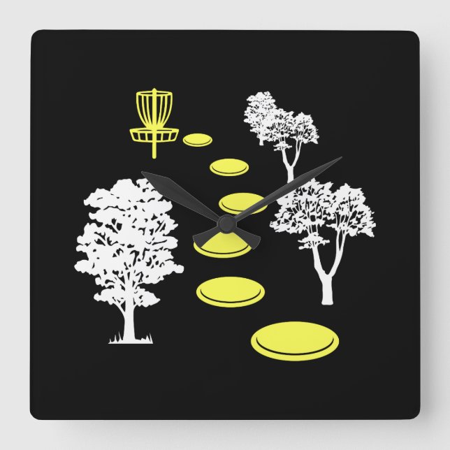 Relógio Quadrado Presente de Disc Golf Woods para Disc Golfer (Frente)
