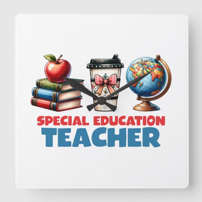 Relógio Quadrado Presente de Professor | Professor de Educação Espe (Frente)