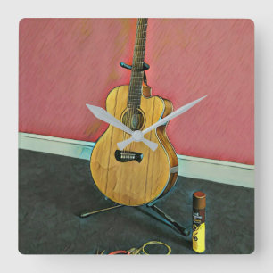 Relógio Quadrado Presente para guitarrista músico