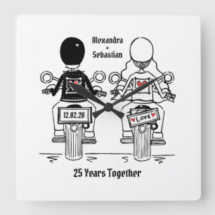 Relógio Quadrado Presente personalizado de aniversário de motocicl