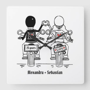 Relógio Quadrado Presente personalizado de aniversário de motocicle