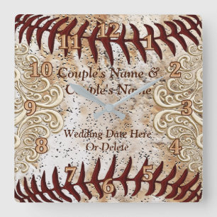 Relógio Quadrado Presente Única de Casamento PERSONALIZADO de Baseb