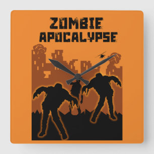 Relógio Quadrado Presentes Apocalypse Zombie