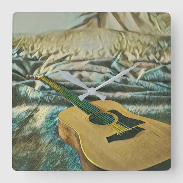 Relógio Quadrado Presentes de amantes de guitarra (Frente)