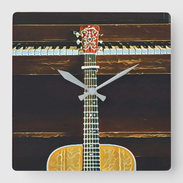 Relógio Quadrado Presentes de amantes de guitarra (Frente)