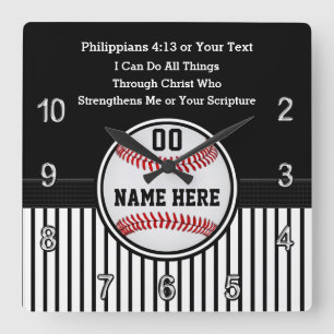 Relógio Quadrado Presentes de basebol cristãos com Bíblia de beiseb