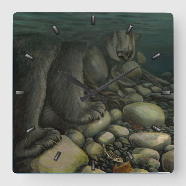 Relógio Quadrado Presentes dos pulsos de disparo de parede do urso (Frente)