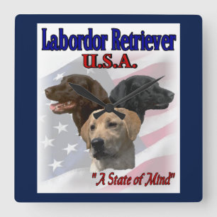 Relógio Quadrado Presentes Patrióticos do Labrador Retriever
