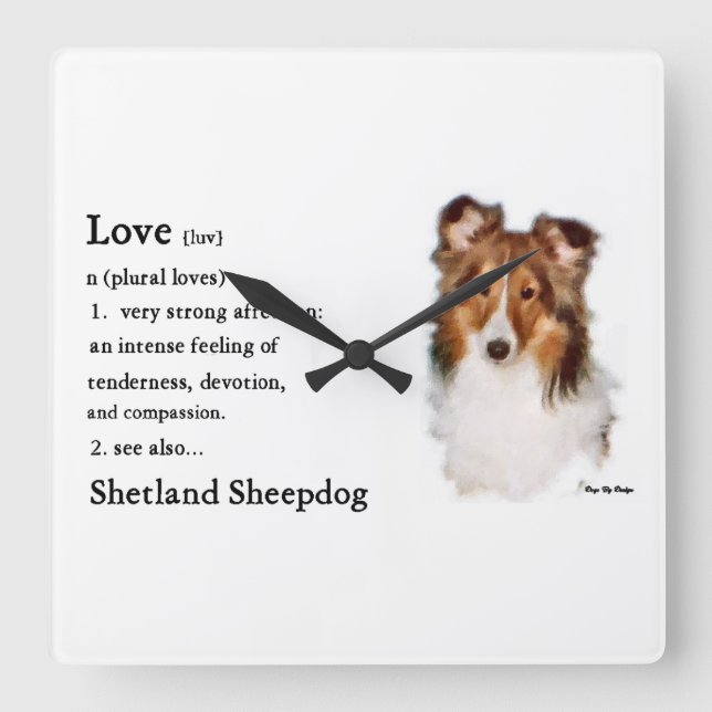 Relógio Quadrado Presentes Shetland Sheepdog Sheltie Lovers (Frente)
