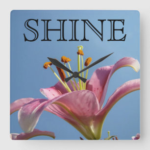 Relógio Quadrado Presentes SHINE Flores de Lírio Rosa Inspiração do