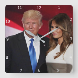 RELÓGIO QUADRADO PRESIDENTE DONALD TRUMP & MELANIA