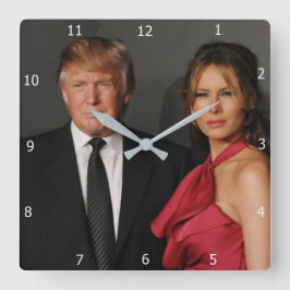 RELÓGIO QUADRADO PRESIDENTE DONALD TRUMP & MELANIA