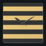 Relógio Quadrado PRETO ajustável<br><div class="desc">Listras coloridas contra a cor de fundo que pode ser substituída. Jogue com diferentes cores de fundo para criar uma correspondência pessoal!</div>