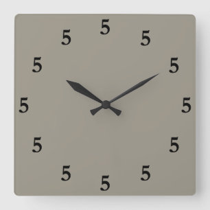Relógio Quadrado Preto Cinco O Clock Em Algum Lugar, Cinza De Prata