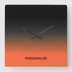 Relógio Quadrado Preto e laranja