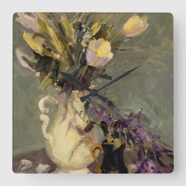 Relógio Quadrado Preto e ouro (Frente)