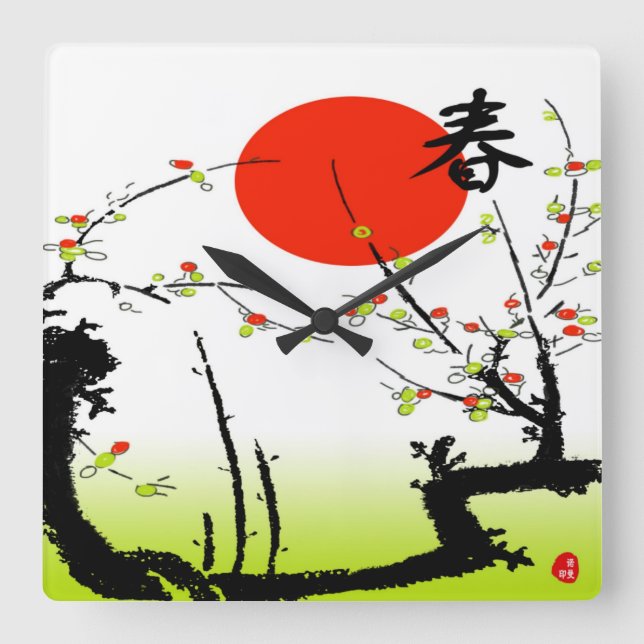 Relógio Quadrado Primavera (Frente)