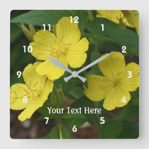 Relógio Quadrado Primavera Amarela Primula Flores Personalizadas