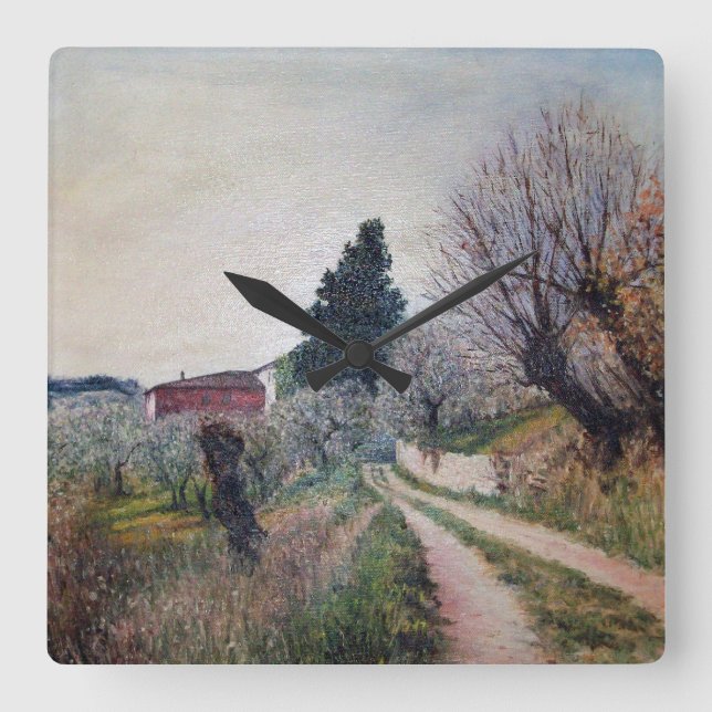 Relógio Quadrado PRIMAVERA ANTERIOR EM VERNALESE/Paisagem Toscana (Frente)