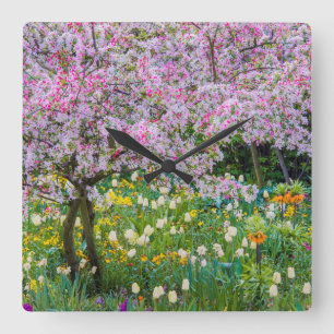 Relógio Quadrado Primavera no jardim de Claude Monet