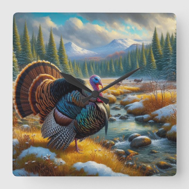 Relógio Quadrado Primeira temporada de inverno na Turquia selvagem (Frente)