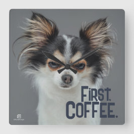Relógio Quadrado Primeiro, Café. - Chihuahua personalizável