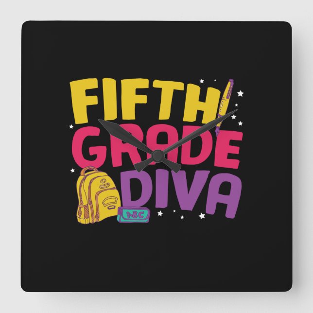 Relógio Quadrado Professor do 5 Nível V - Diva (Frente)