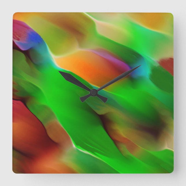 Relógio Quadrado Profundidade e alivios coloridos, predominante o v (Frente)