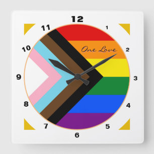 Relógio Quadrado Progresso do Rainbow flag Home Modern / Prioridade