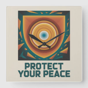 Relógio Quadrado Proteja Sua Paz
